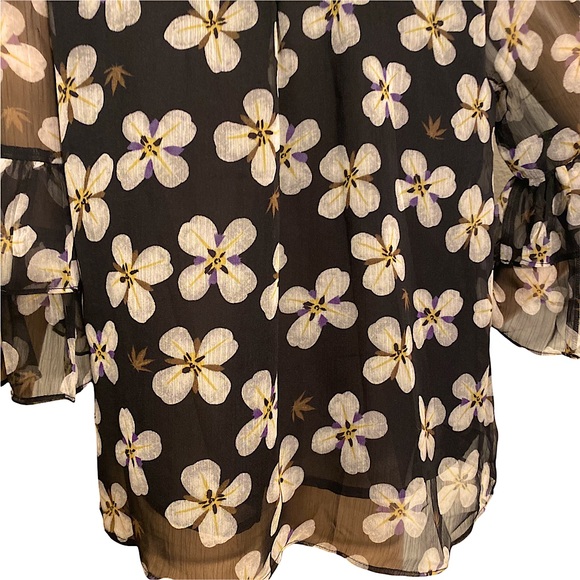 GLAM LOS ANGELES  | SHEER FLORAL BOHO RUFFLE SLEEVE BLOUSE - Picture 7 of 15